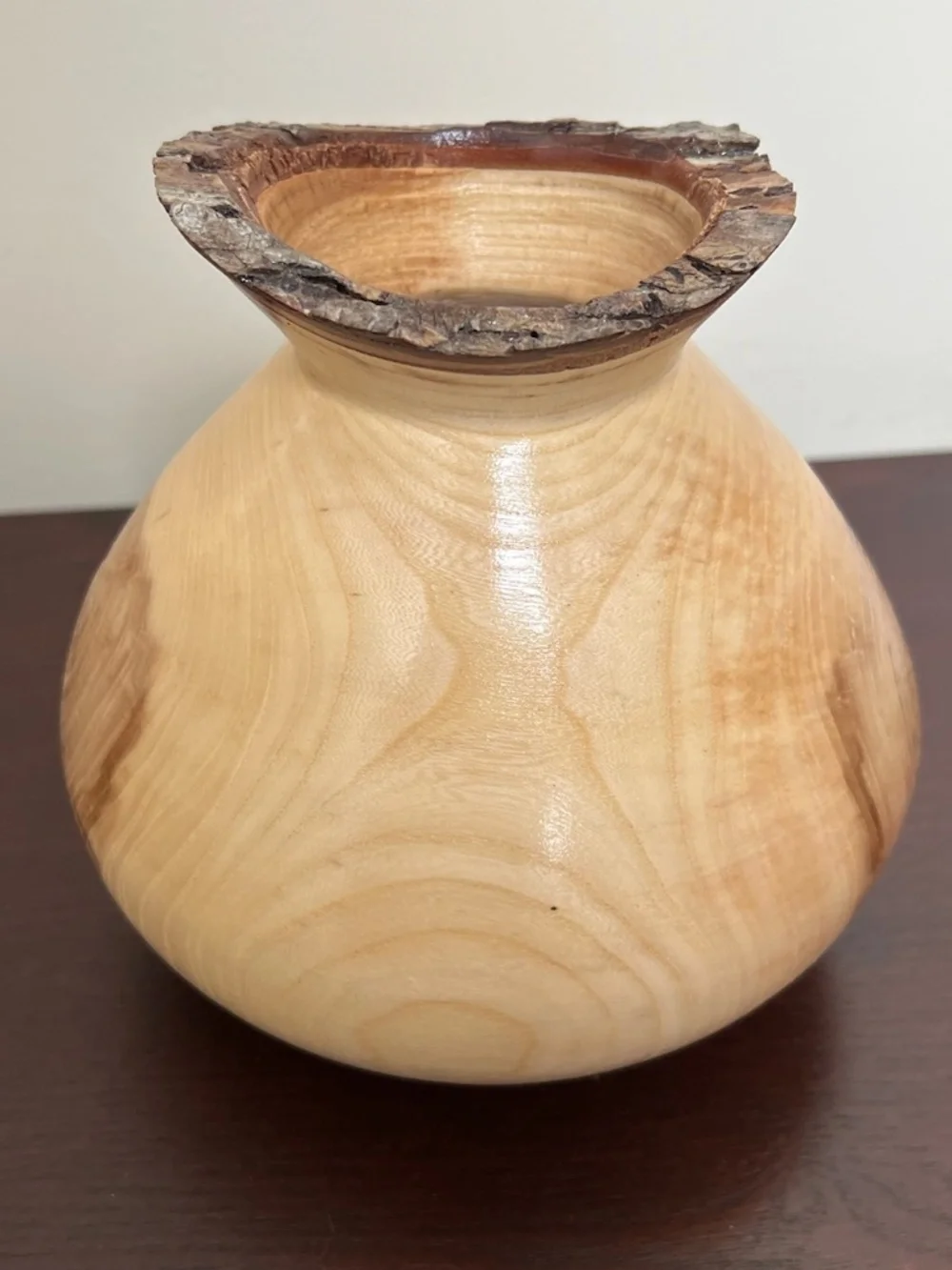 Handcrafted Lathe Turned Live Edge Wood Vase
